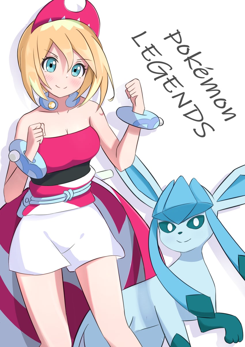 glaceon and irida (pokemon and 1 more) drawn by yoshiwo_senpai