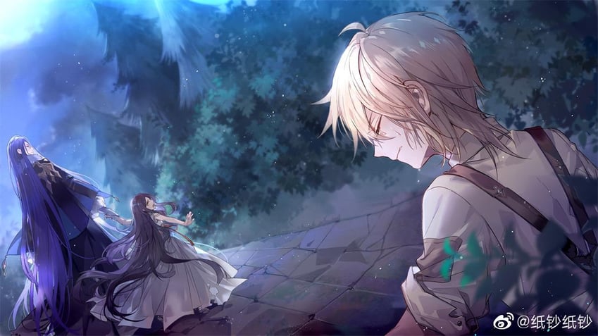 alkaid mcgrath, clarence clayden, and ehlonna (lovebrush chronicles) drawn by nevakuma_(fanfanas)