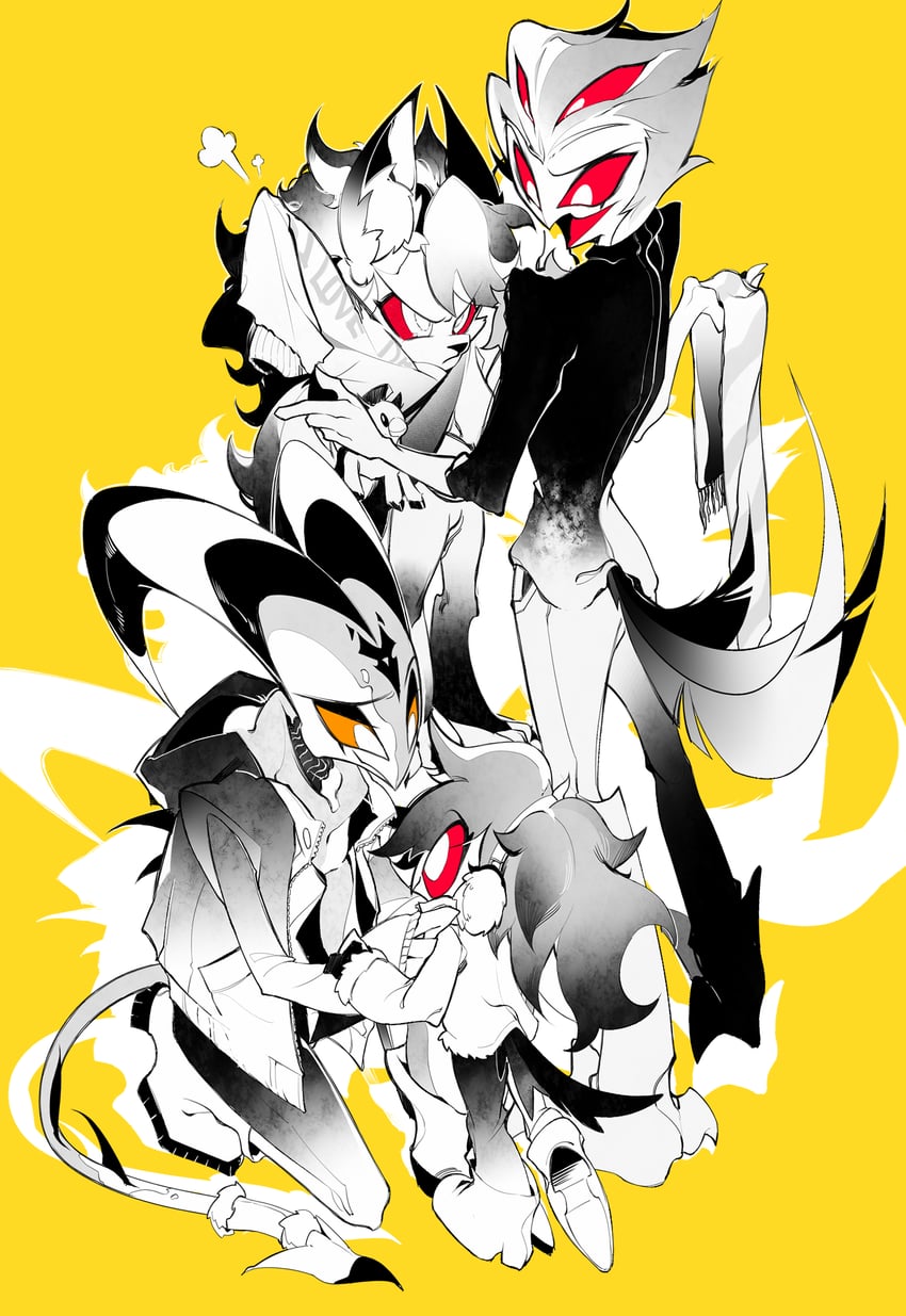 loona, blitzo, stolas, and octavia (helluva boss) drawn by zhu_xing_pupupu