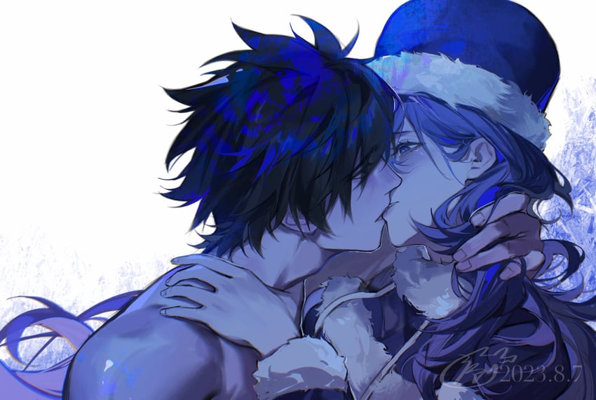 juvia lockser and gray fullbuster (fairy tail) drawn by xuchuan