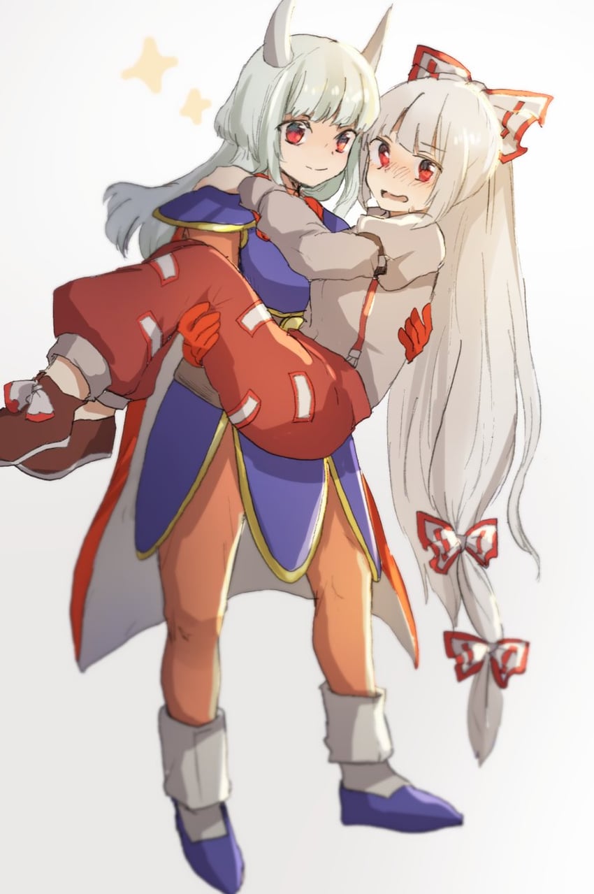 fujiwara no mokou, kamishirasawa keine, and hero (touhou and 2 more) drawn by shukinuko