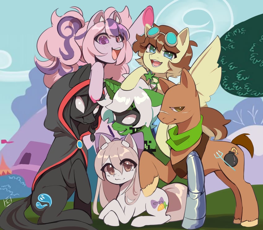 ironmouse, tubbo, badboyhalo, tinakitten, fitmc, and 1 more (vshojo and 4 more) drawn by triforcemoon