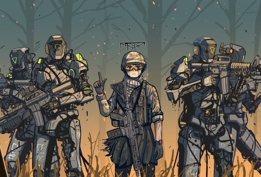 kaiser pmc robot mercenary and kaiser pmc mercenary (blue archive and 1 more) drawn by parabellum