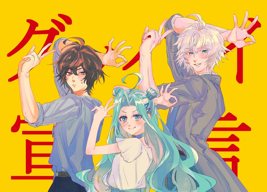 sandalphon, lyria, and lucifer (granblue fantasy and 1 more) drawn by en_kif301