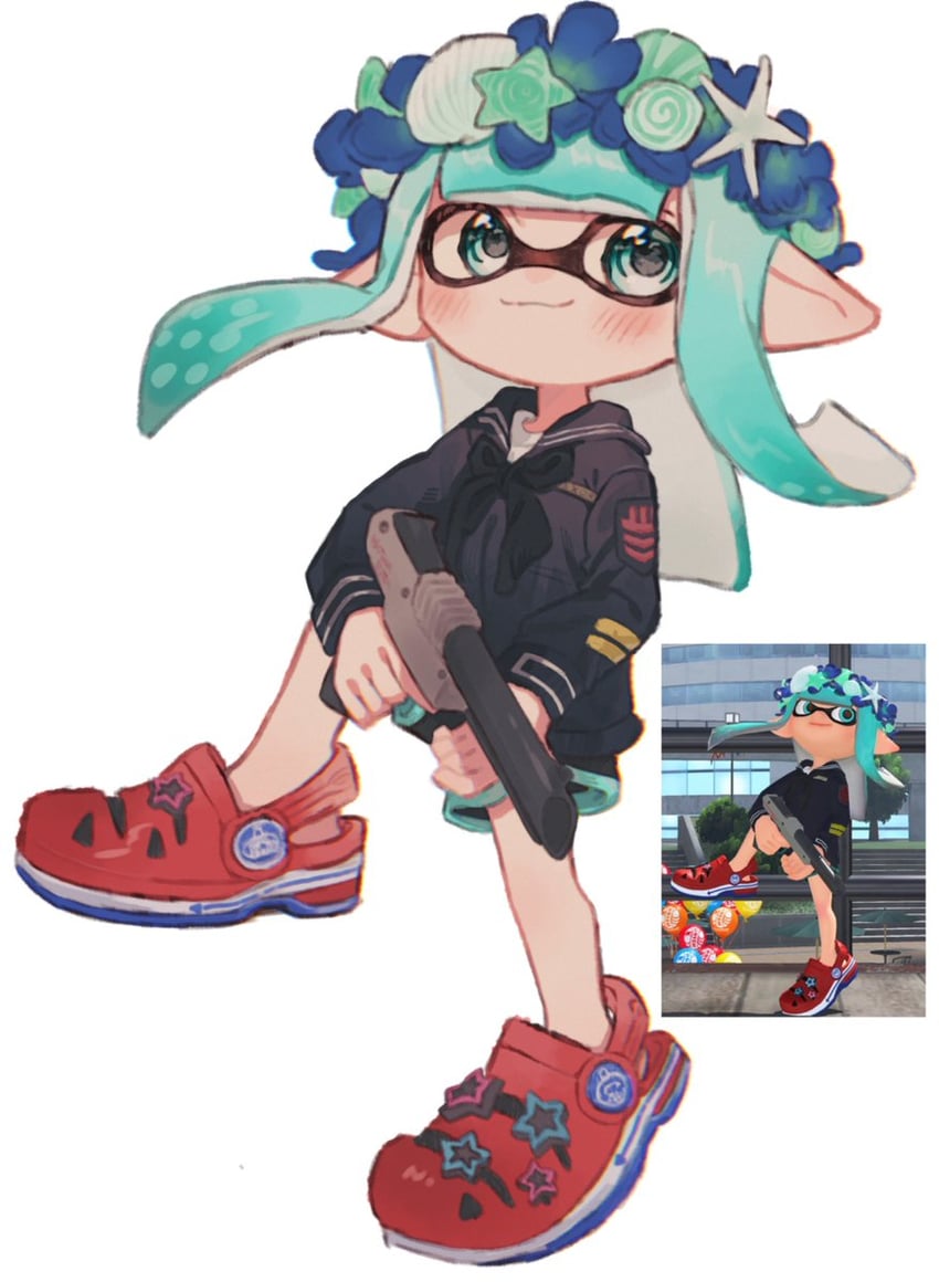 inkling player character and inkling girl (splatoon and 1 more) drawn by ochocho2828
