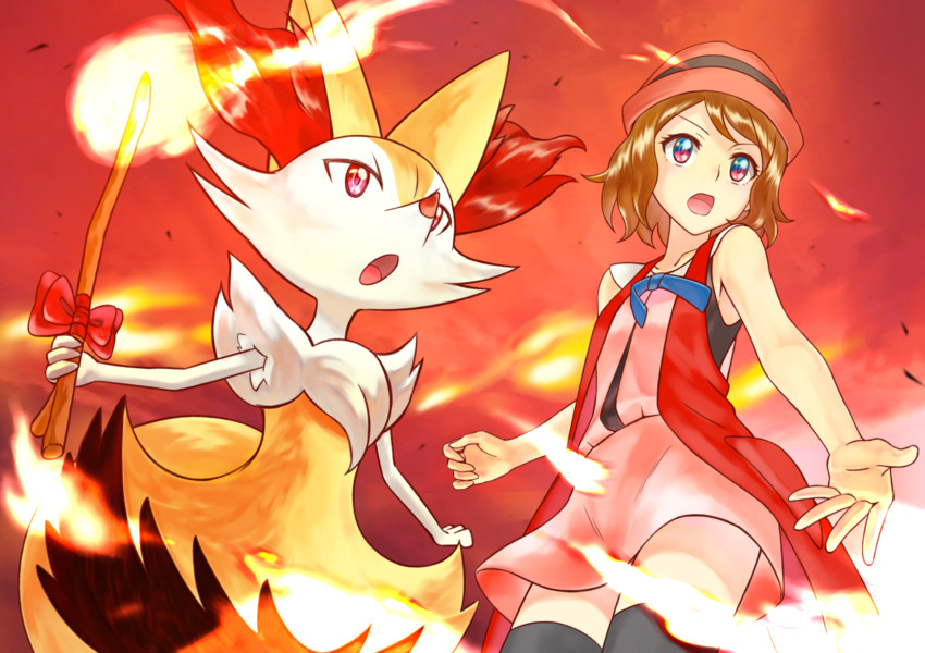 serena and braixen (pokemon and 1 more) drawn by botbe