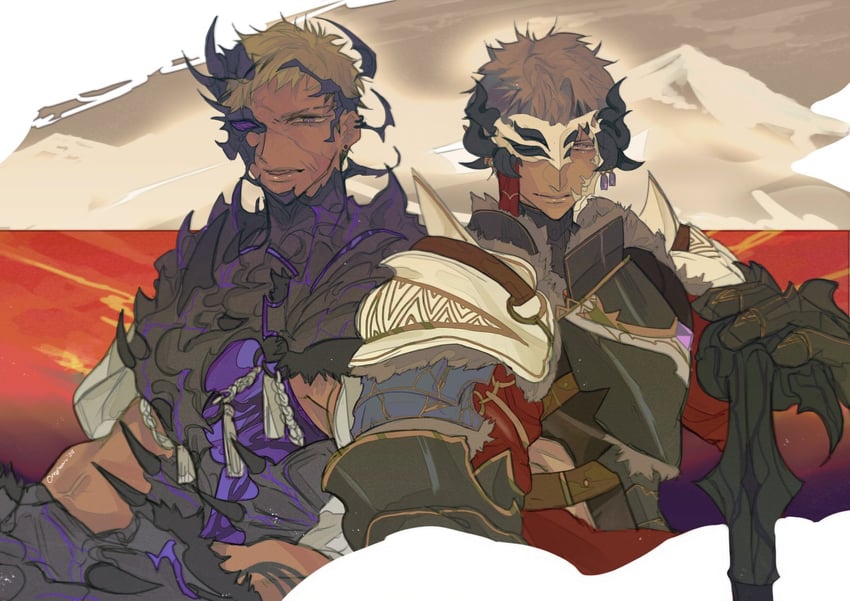 crimzon ruze and vantacrow bringer (nijisanji and 3 more) drawn by orenjimaru
