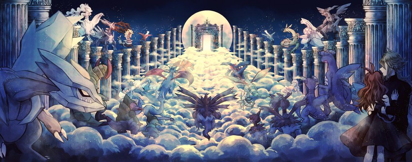 hilda, n, garchomp, latias, altaria, and 27 more (pokemon and 5 more) drawn by kabocha_torute