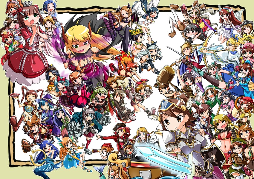 hoshii miki, kisaragi chihaya, amami haruka, kikuchi makoto, shijou takane, and 45 more (idolmaster and 1 more) drawn by sorrowp