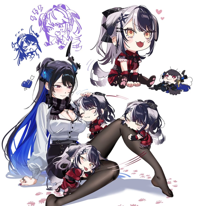 shiori novella and nerissa ravencroft (hololive and 1 more) drawn by yomosaka