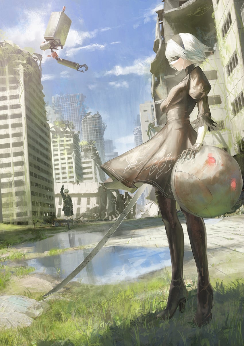2b, 9s, and pod (nier and 1 more) drawn by gyoukan_(jfxc)