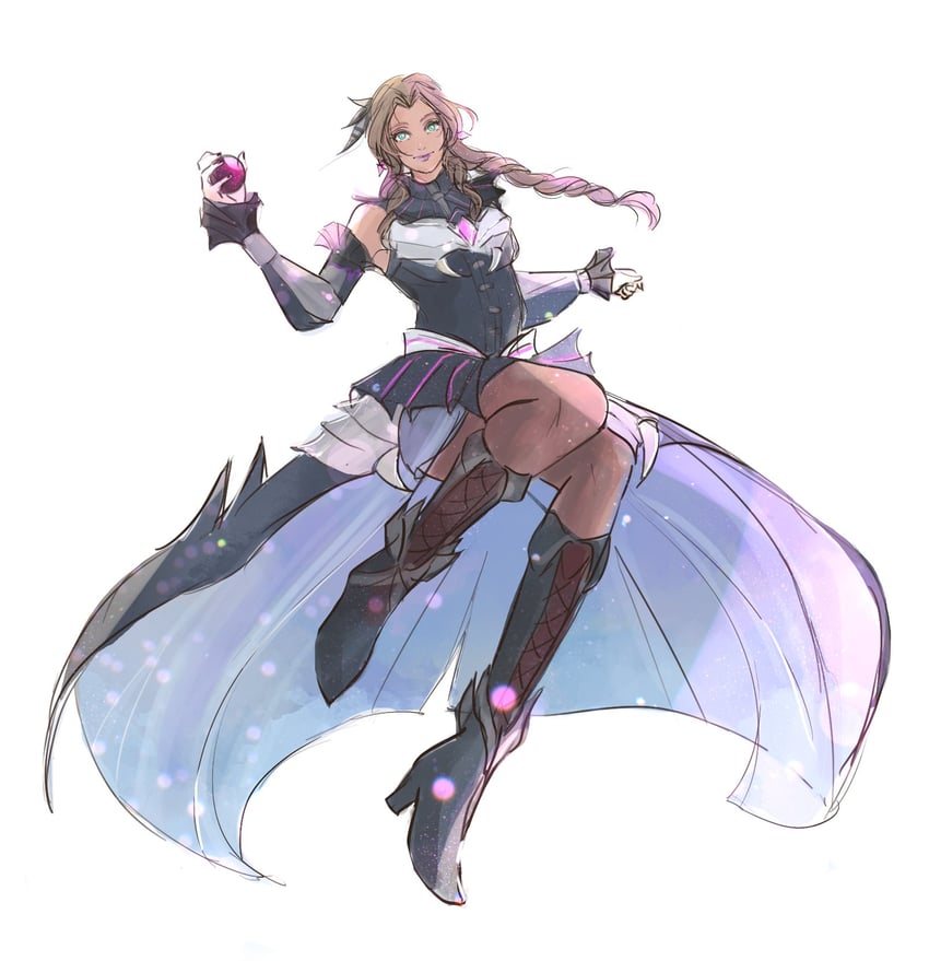 aerith gainsborough (final fantasy and 2 more) drawn by papermint_tea