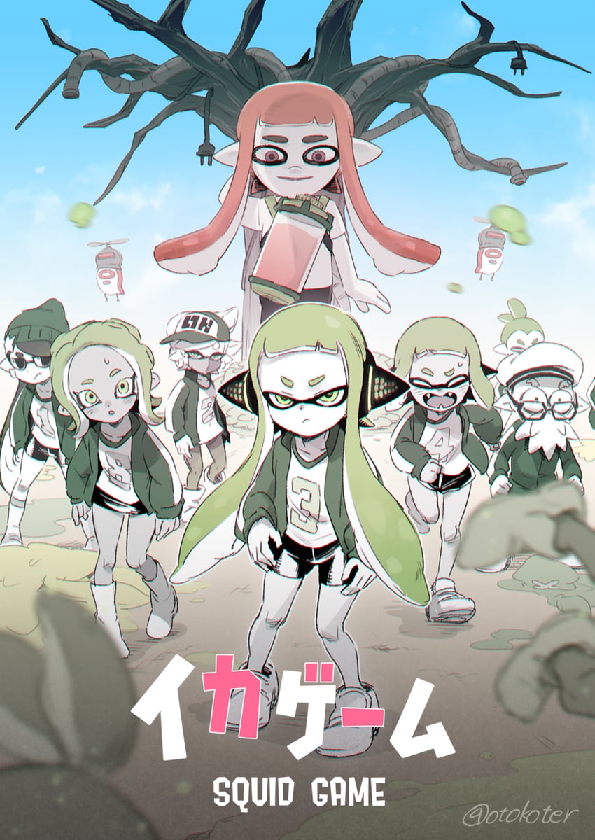 inkling player character, inkling girl, octoling player character, octoling girl, inkling boy, and 8 more (splatoon and 1 more) drawn by ter_(otokoter)