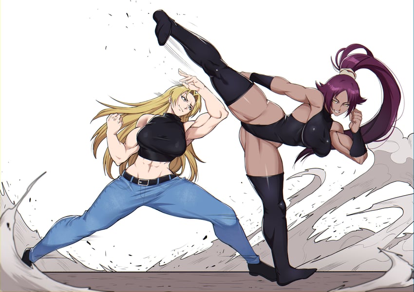 shihouin yoruichi and tsukumo yuki (jujutsu kaisen and 1 more) drawn by mg991998