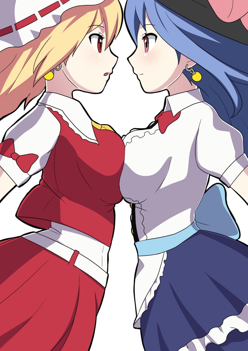 flandre scarlet and hinanawi tenshi (touhou and 2 more) drawn by eighteenetzel