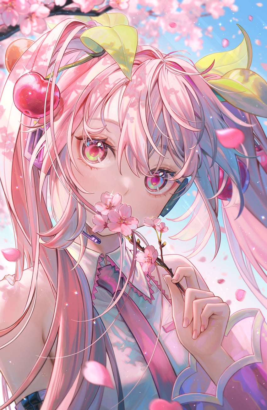 hatsune miku and sakura miku (vocaloid) drawn by tamaki_(tamaki599)