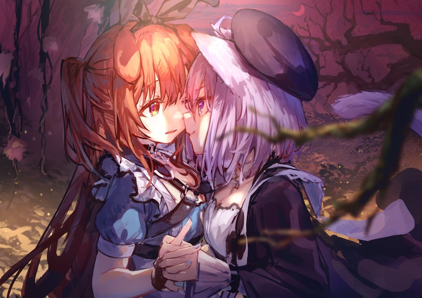 nekomata okayu and inugami korone (hololive) drawn by yu_hydra