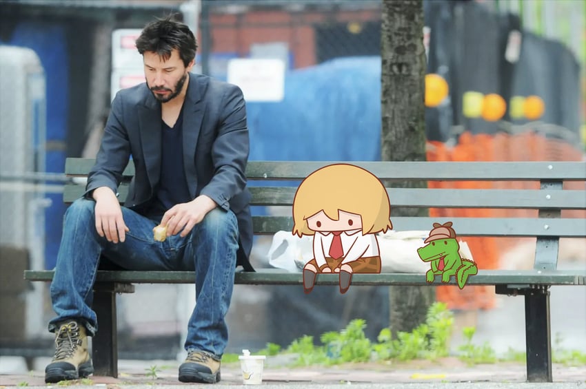 watson amelia, smol ame, investigator, and keanu reeves (hololive and 2 more) drawn by phdpigeon