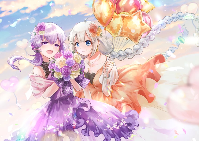 yuzuki yukari and kizuna akari (voiceroid and 1 more) drawn by pty