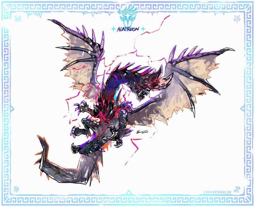 alatreon (monster hunter and 2 more) drawn by eliz0r