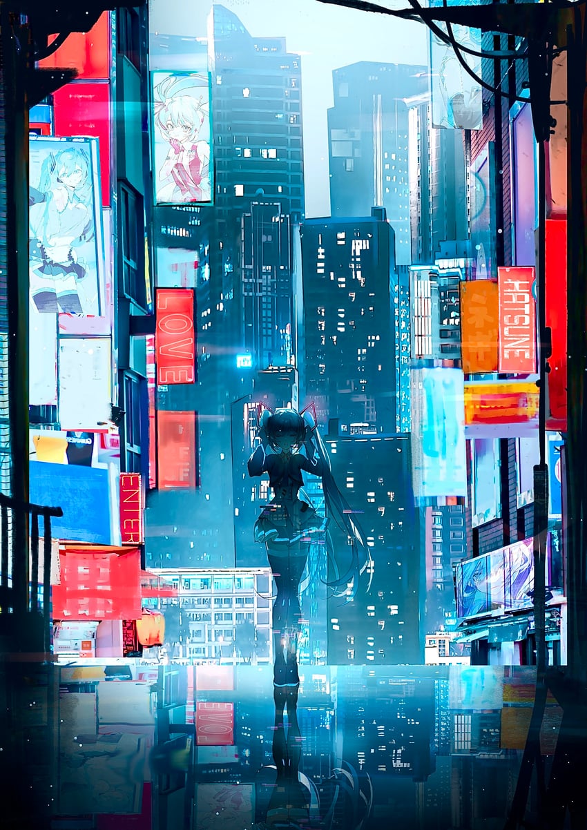 hatsune miku and magical mirai miku (vocaloid and 2 more) drawn by utsuhostoria