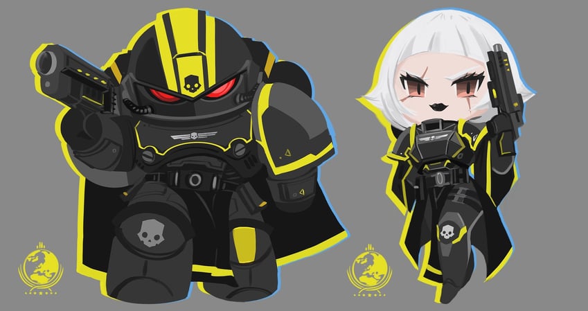 adeptus astartes, adepta sororitas, and helldiver (warhammer 40k and 1 more) drawn by battlecatbeta