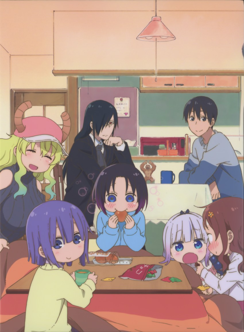 kanna kamui, lucoa, elma, saikawa riko, magatsuchi shouta, and 2 more (kobayashi-san chi no maidragon)