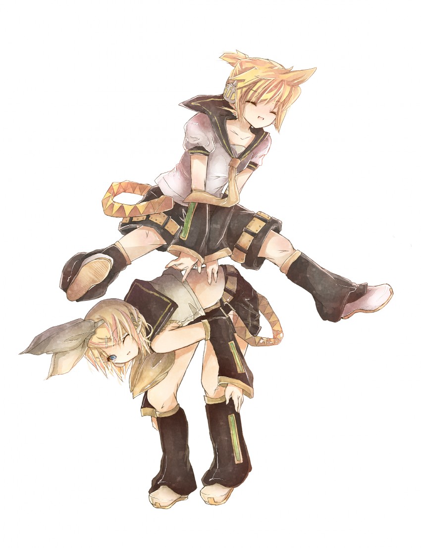 kagamine rin and kagamine len (vocaloid) drawn by forakana