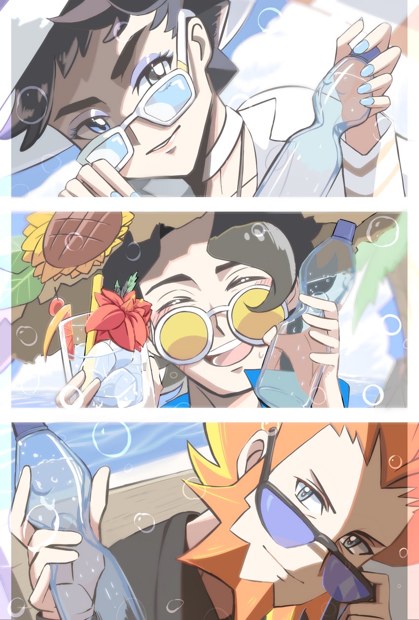 diantha, lysandre, and professor sycamore (pokemon and 2 more) drawn by kokodesu_(kokoamann)