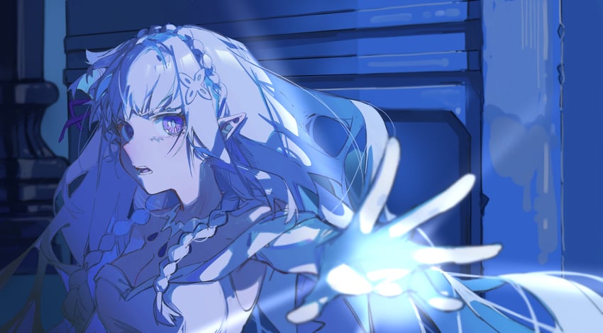 emilia (re:zero kara hajimeru isekai seikatsu) drawn by kurattes