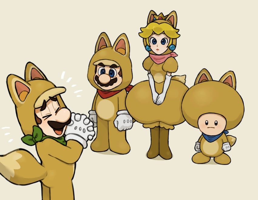 princess peach, mario, luigi, toad, blue toad, and 4 more (mario and 1 more) drawn by mimimi_(mimimim9999)