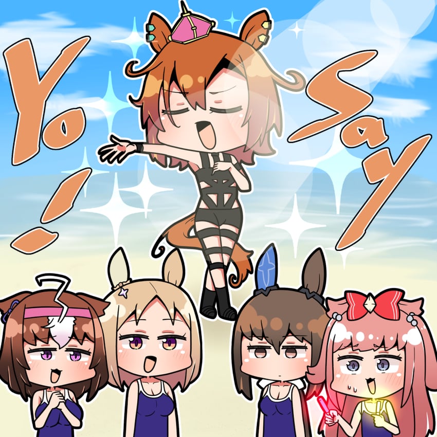 admire vega, agnes digital, t.m. opera o, meisho doto, narita top road, and 1 more (umamusume and 1 more) drawn by sakai_waka
