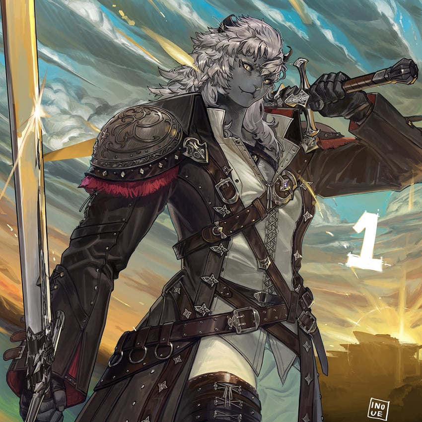 warrior of light and viper (final fantasy and 1 more) drawn by masayoshi_inoue