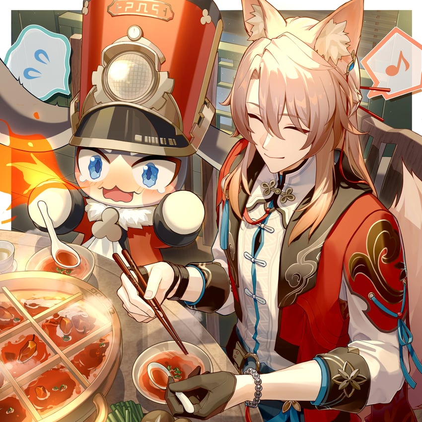 pom-pom and jiaoqiu (honkai and 1 more) drawn by bibi_(obb_spl)