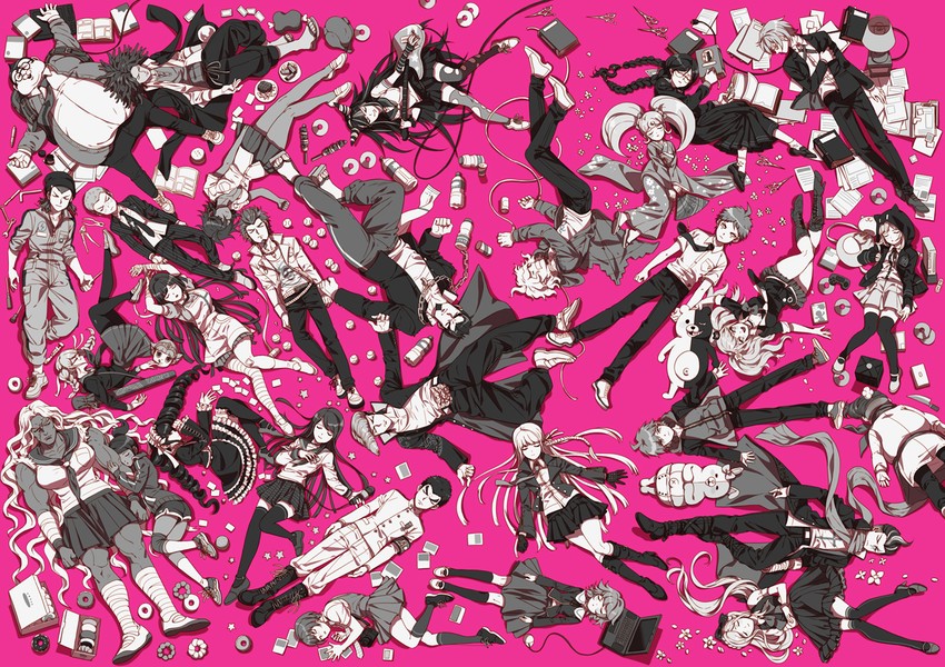 nanami chiaki, komaeda nagito, hinata hajime, kirigiri kyoko, enoshima junko, and 28 more (danganronpa and 2 more) drawn by inzup