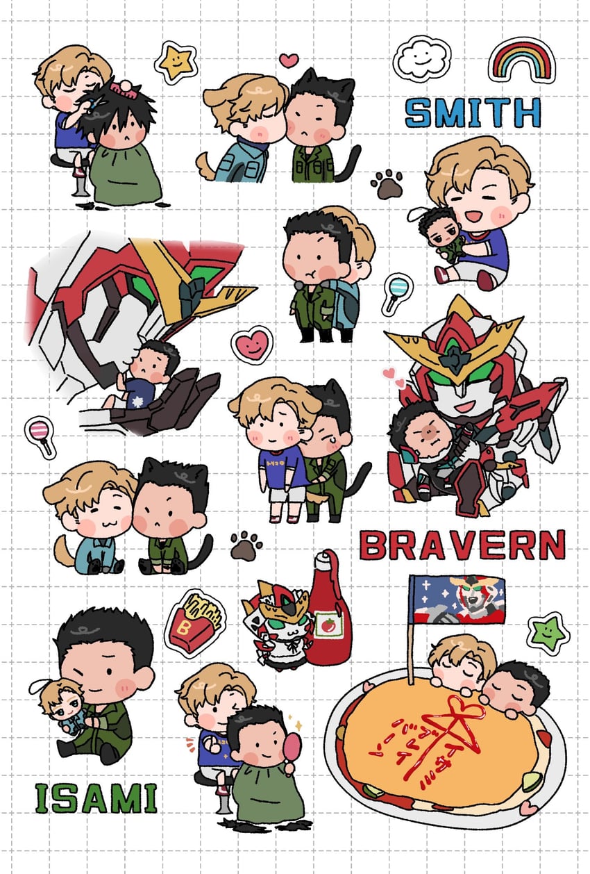 ao isami, lewis smith, and bravern (yuuki bakuhatsu bang bravern) drawn by kry_iyu