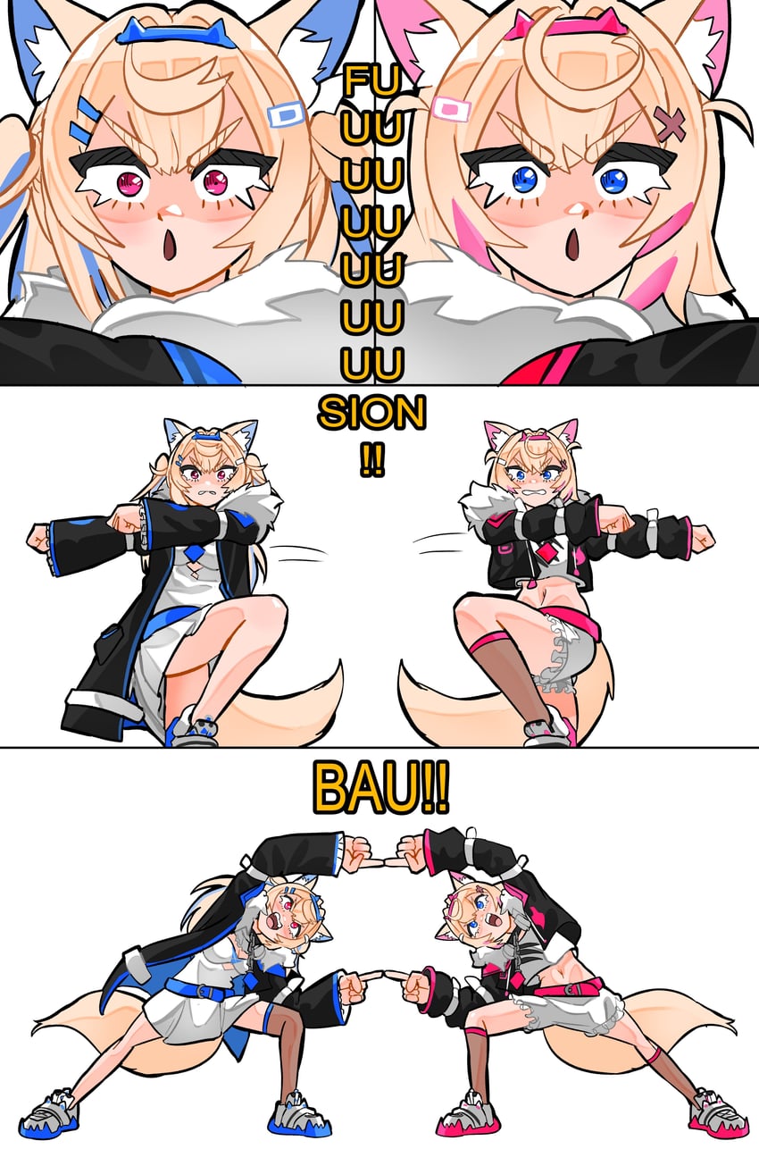 fuwawa abyssgard and mococo abyssgard (hololive and 2 more) drawn by daaku_(koizumi_arata)