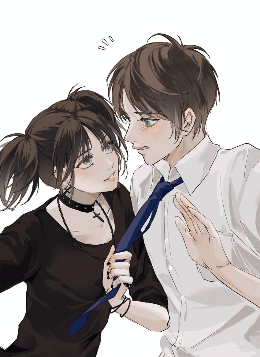 mikasa ackerman and eren yeager (shingeki no kyojin and 1 more) drawn by zhuse_fuxianqing