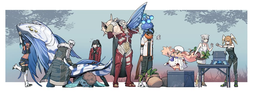 mio, eunie, sena, noah, taion, and 4 more (xenoblade chronicles and 1 more) drawn by heavelle