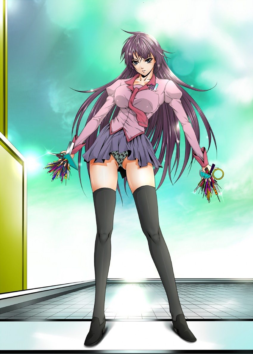 senjougahara hitagi (monogatari and 1 more) drawn by zucchini