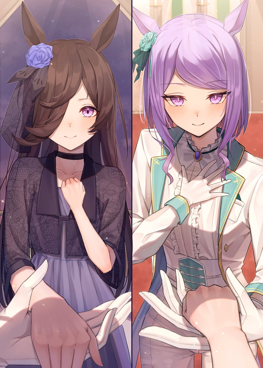 rice shower, mejiro mcqueen, and mejiro ardan (umamusume) drawn by isana615