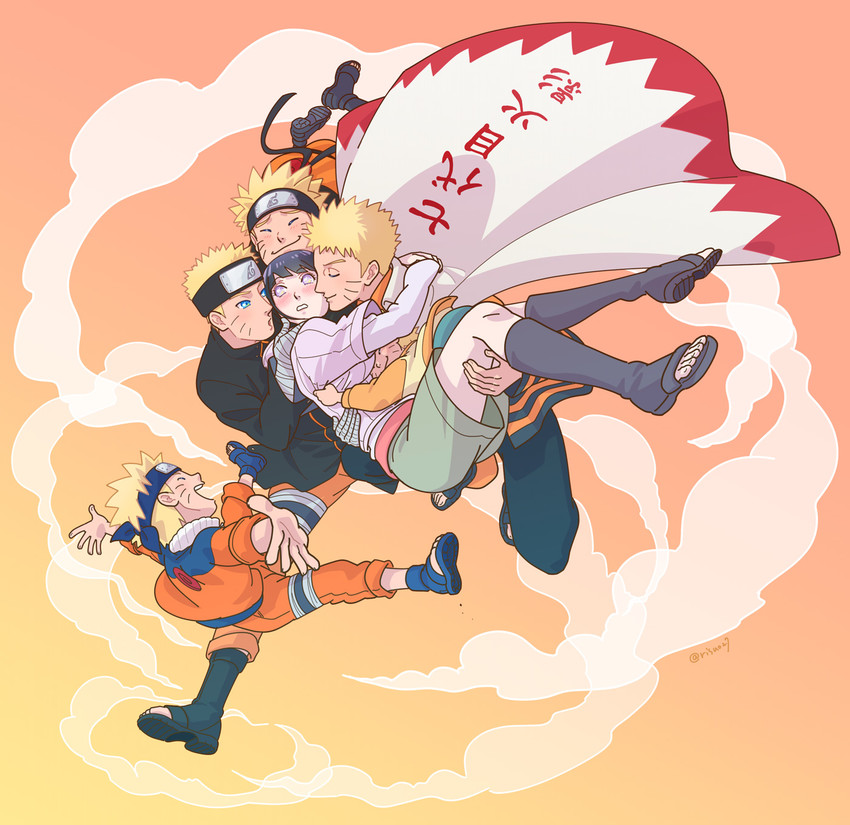 uzumaki naruto and hyuuga hinata (naruto and 3 more) drawn by risuo