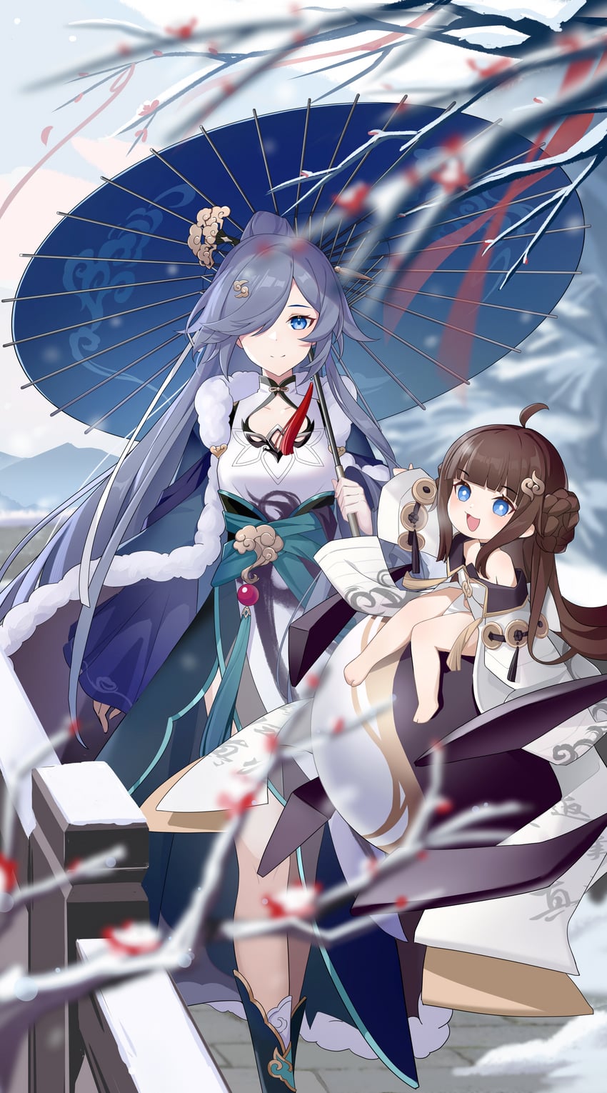 fu hua and book of fuxi (honkai and 1 more) drawn by monabianou