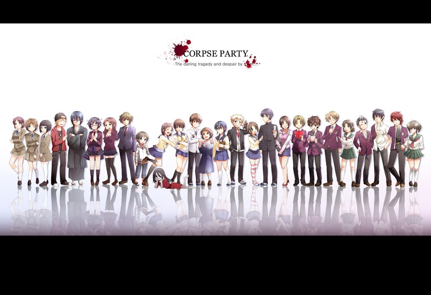 shinozaki ayumi, nakashima naomi, suzumoto mayu, kishinuma yoshiki, shinohara seiko, and 22 more (corpse party) drawn by rokuhara