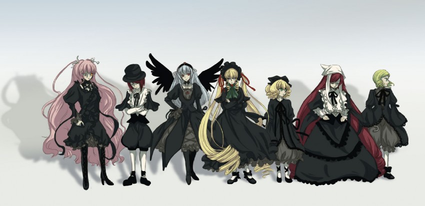 suigintou, shinku, suiseiseki, souseiseki, hinaichigo, and 2 more (rozen maiden and 1 more) drawn by yuki_hikari
