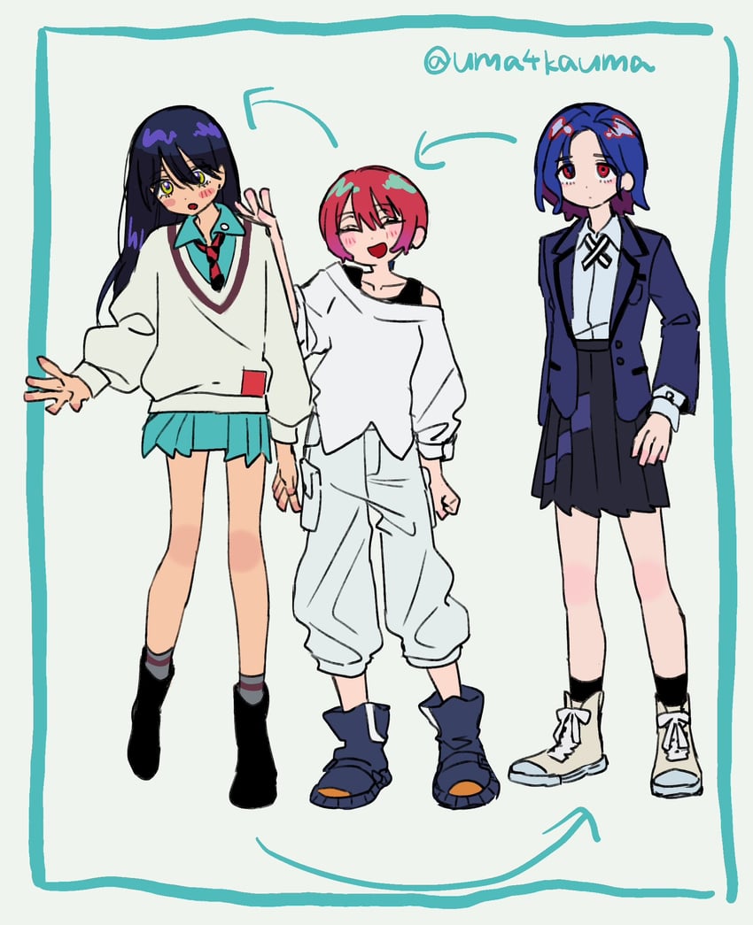 amate yuzuriha, shuji ito, and nyaan (gundam and 1 more) drawn by uma4kauma