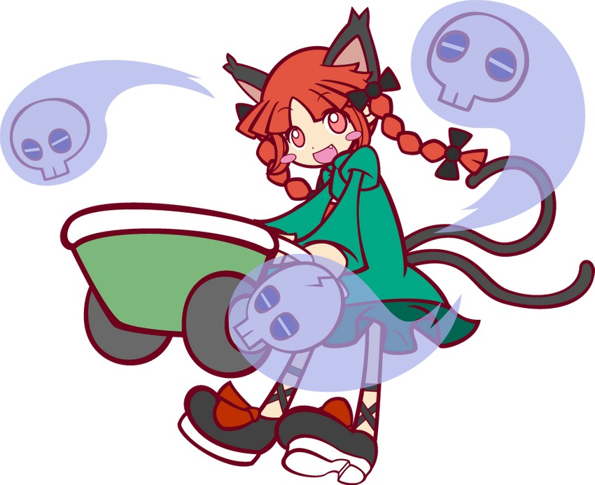 kaenbyou rin and skeleton t (touhou and 2 more) drawn by y&k