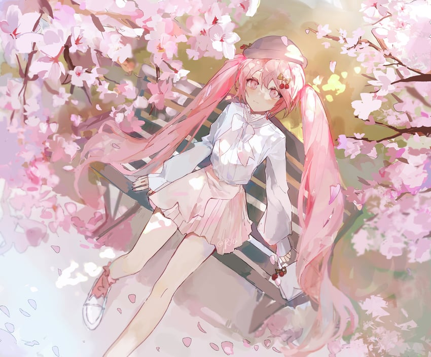 hatsune miku and sakura miku (vocaloid) drawn by pye_yyy