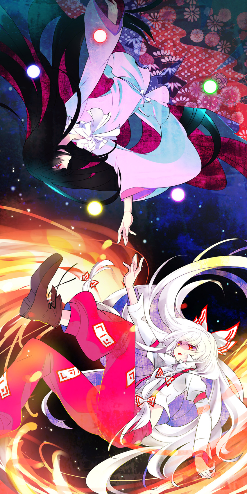 fujiwara no mokou and houraisan kaguya (touhou) drawn by mei_(meiko22)