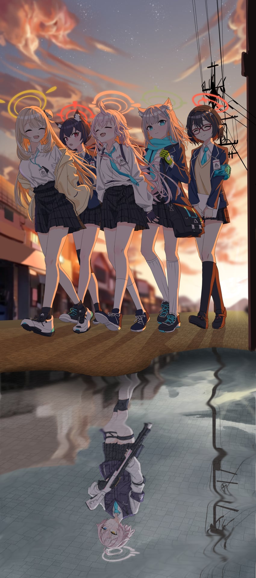 shiroko, hoshino, nonomi, serika, and ayane (blue archive) drawn by weasaker